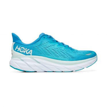 Hoka One One Clifton 8 hardloopschoenen lichtblauw-wit heren