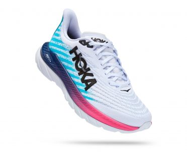 Hoka Mach 5 hardloopschoenen wit/blauw heren