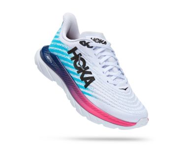 Hoka Mach 5 hardloopschoenen wit/blauw dames