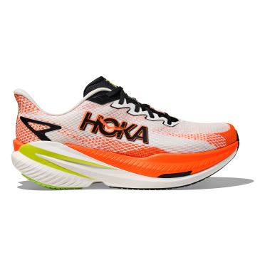 Hoka Mach X 3 hardloopschoenen White/Neon Tangerine heren 