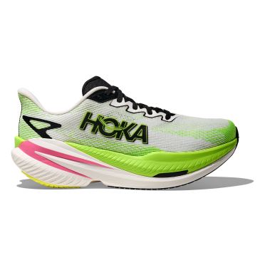 Hoka Mach X 3 hardloopschoenen White/Neon Lime dames 