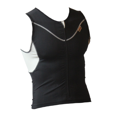 Ironman tri top front zip mouwloos EX zip zwart heren