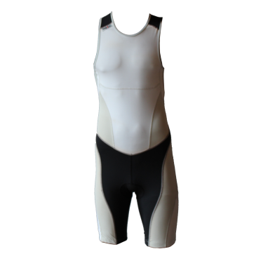 Ironman trisuit back zip mouwloos extreme suit wit/grijs heren