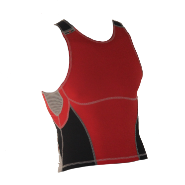 Ironman tri top mouwloos olympic rood/zwart heren