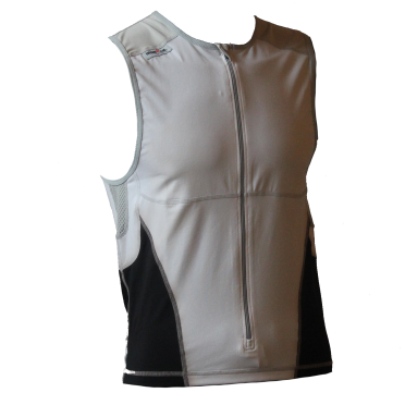 Ironman tri top front zip mouwloos bodysuit wit/zwart heren 