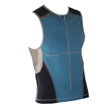 Ironman tri top front zip mouwloos bodysuit blauw heren 