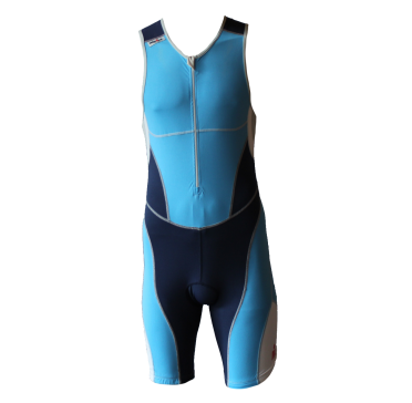 Ironman trisuit front zip mouwloos bodysuit blauw heren
