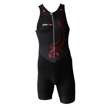Ironman trisuit front zip mouwloos multisport tattoo zwart/rood heren