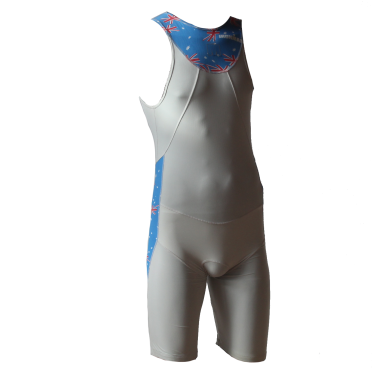 Ironman trisuit back zip mouwloos Aero wit/AUS heren