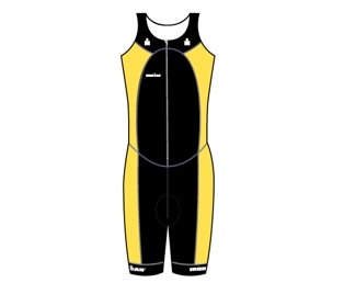 Ironman trisuit front zip mouwloos multisport zwart/geel heren 