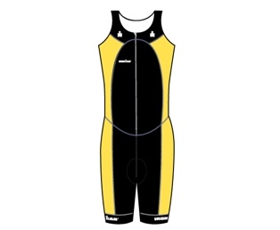 Ironman trisuit front zip mouwloos multisport zwart/geel heren