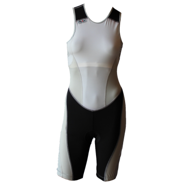 Ironman trisuit back zip mouwloos extreme suit wit/grijs dames