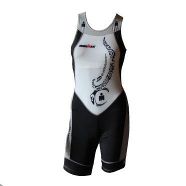Ironman trisuit back zip mouwloos multisport tattoo wit/zwart/zilver dames