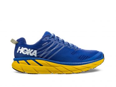 Hoka One One Clifton 6 wide hardloopschoenen blauw/geel heren