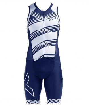 2XU Compression mouwloos trisuit blauw/wit heren