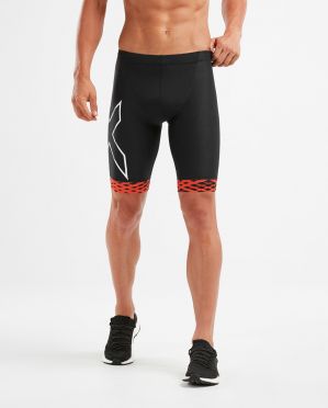 2XU Compression tri shorts zwart/rood heren