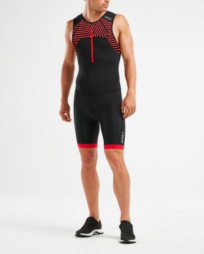 2XU Active mouwloos trisuit zwart/rood heren