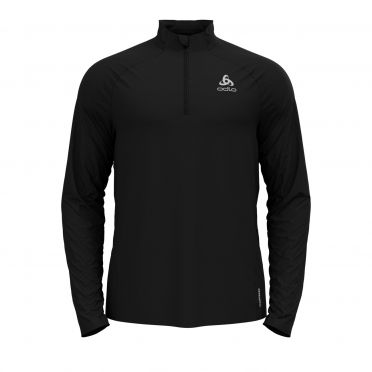 Odlo Essential Ceramiwarm (zip) hardloopshirt lange mouw zwart heren 