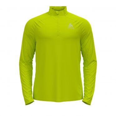Odlo Essential Ceramiwarm (zip) hardloopshirt lange mouw geel heren 