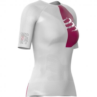 Compressport Postural Aero korte mouw compressie tri top wit dames