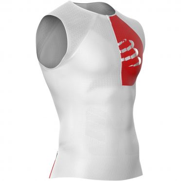 Compressport Postural mouwloos compressie tri top wit heren 