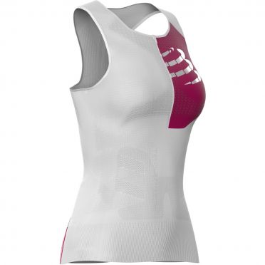Compressport Postural mouwloos compressie tri top wit dames
