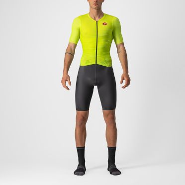 Castelli PR speed trisuit korte mouwen zwart/geel heren 