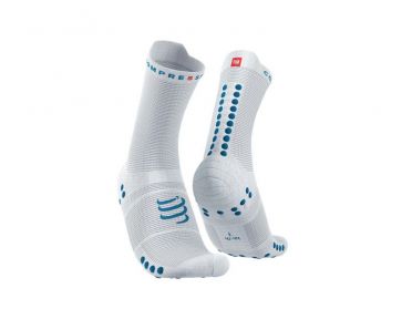 Compressport Pro racing v4.0 high cut hardloopsokken wit/blauw 