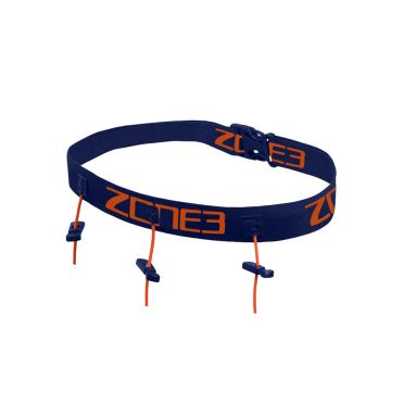 Zone3 Startnummerband met energie gel vakjes blauw/oranje 