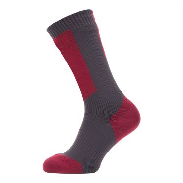 Sealskinz Cold weather mid fietssok met Hydrostop grjis/rood/wit 