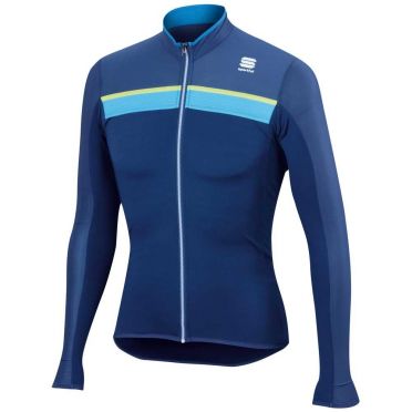 Sportful Pista Fietsshirt Long Sleeve blauw/geel heren