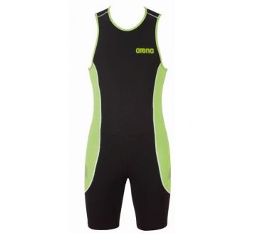 Arena ST rear zip mouwloos trisuit zwart/groen heren