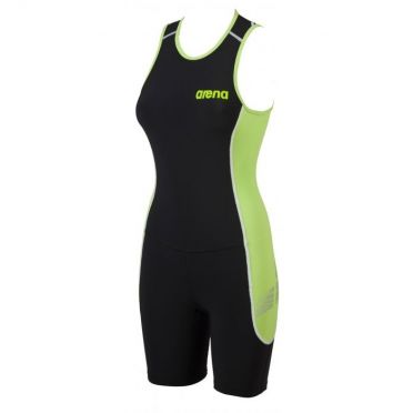 Arena ST rear zip mouwloos trisuit zwart/groen dames