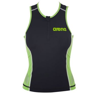 Arena ST mouwloos tri top zwart/groen dames 