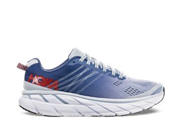 Hoka One One Clifton 6 wide hardloopschoenen blauw/wit dames