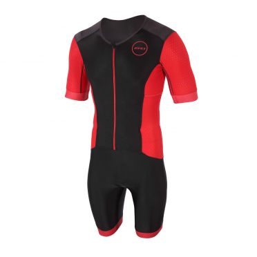 Zone3 Aquaflo plus korte mouw trisuit zwart/rood heren