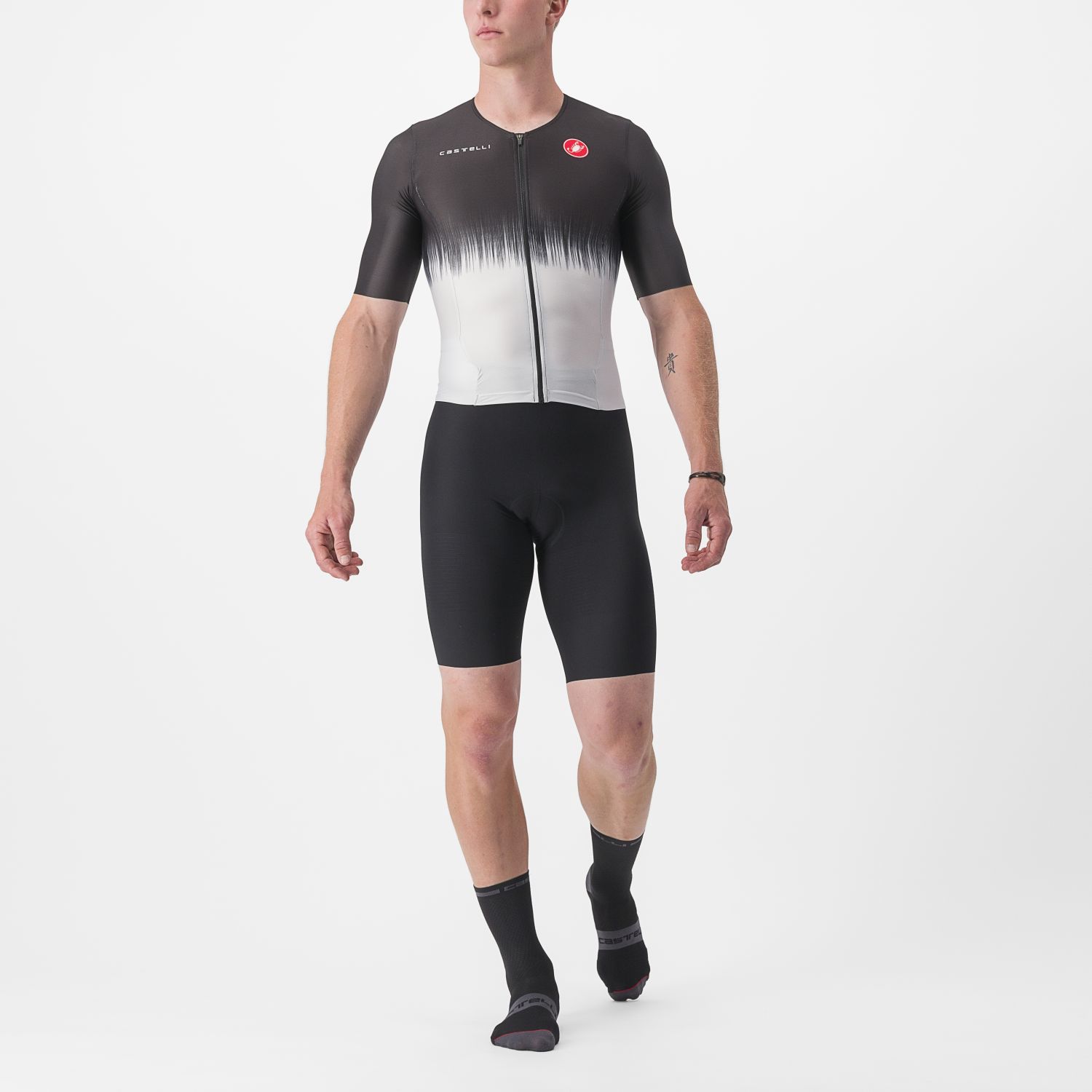 Castelli Sanremo Ultra speed suit trisuit korte mouw zwart/zilvergrijs heren 8623079-870