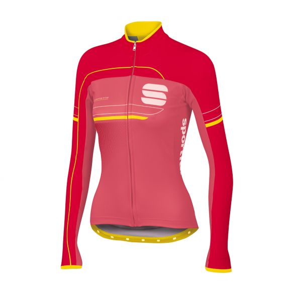 Sportful Grupetto pro W thermal lange mouw fietsshirt roze/rood dames 1101701-288