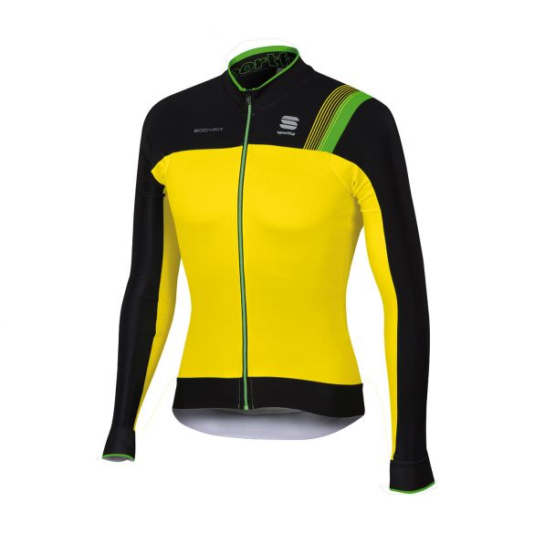 Sportful Bodyfit pro thermal lange mouw fietsshirt fluo geel/zwart heren 1101816-091