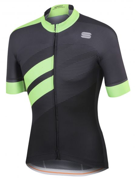 Sportful Bodyfit team jersey korte mouw fietsshirt zwart/groen heren 1101867-287