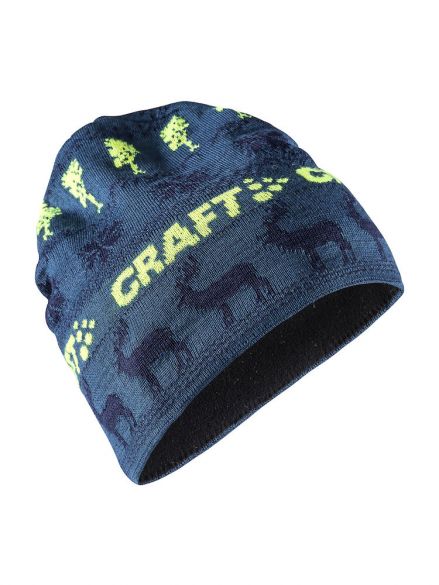 Craft Retro knit muts blauw/geel 1906511-677391