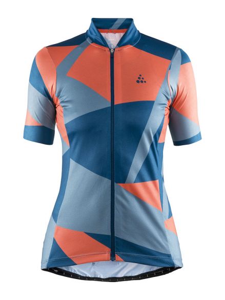 Craft Hale Graphic fietsshirt blauw/oranje dames 1907127-373316