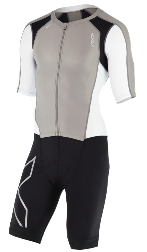 2XU Compression full zip trisuit sleeved zwart/wit/grijs heren MT4442dFRG/WHT