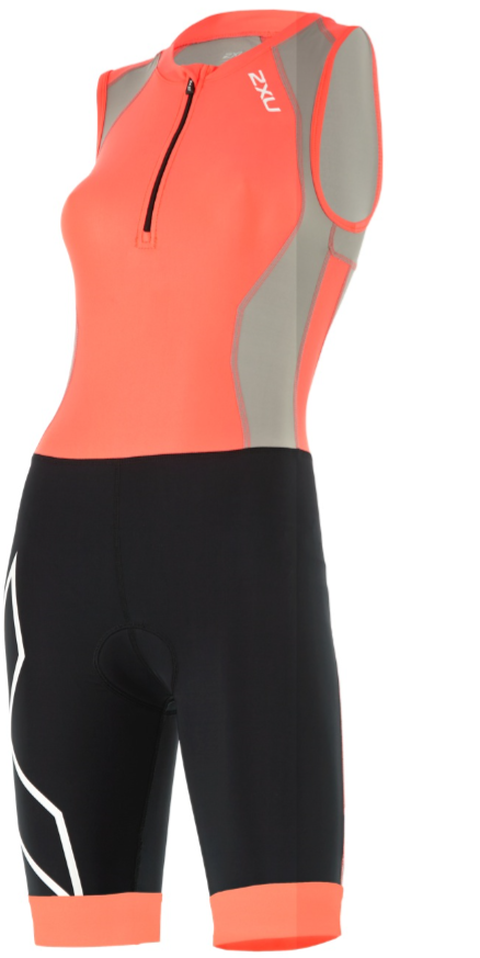 2XU trisuit front zip oranje/zwart dames kopen? Bestel bij triathlon24.be