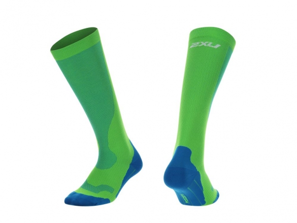 2XU Performance compressie sokken groen/blauw heren MA2442eGKG/CBB