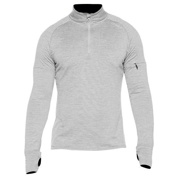 2XU Pursuit Thermal 1/4 Zip hardloopshirt lange mouw grijs heren MR6231a-GRMSRF