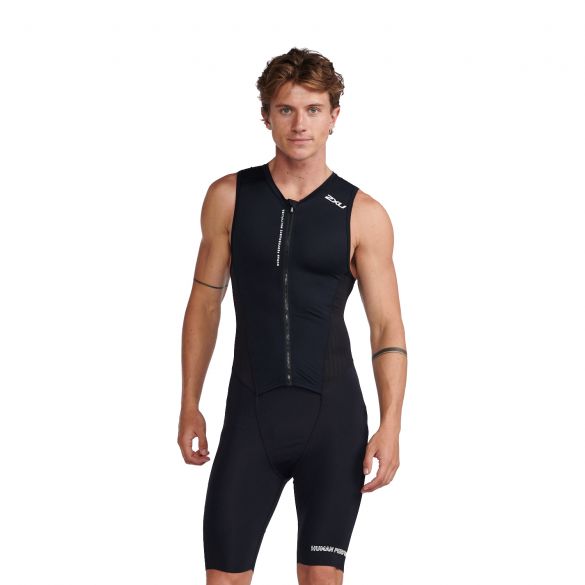 2XU Aero front zip trisuit mouwloos zwart heren MT6427d-BLK/WHT