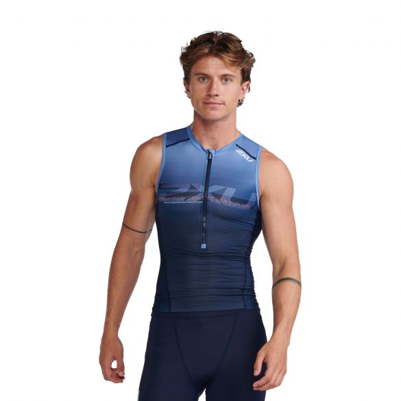 2XU Aero front zip trisuit mouwloos blauw heren MT6427d-MDN/TUR