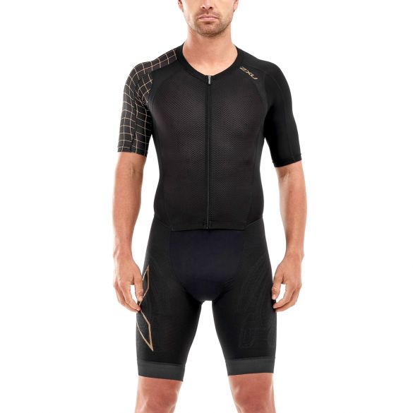 2XU Compression korte mouw trisuit zwart/goud heren MT5516D-BLK/GLD