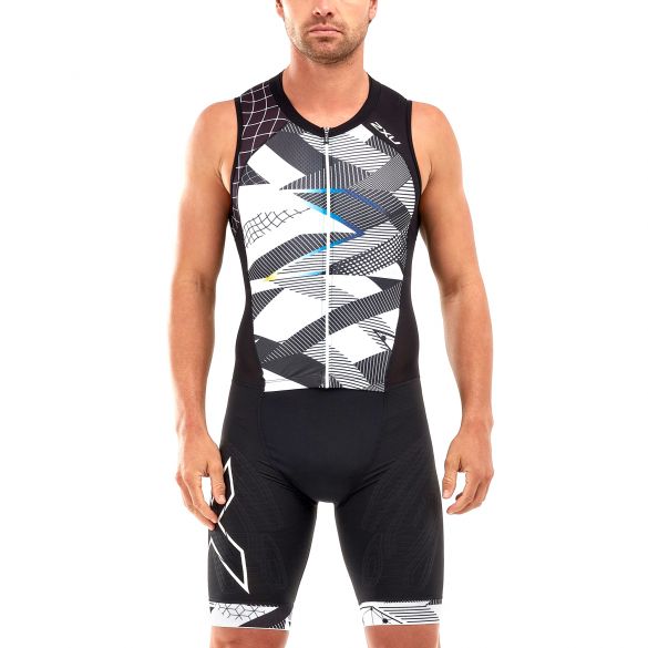 2XU Compression mouwloos trisuit zwart/wit heren MT5517D-BLK/CRO